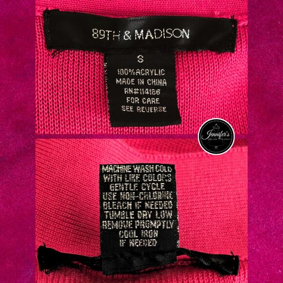 89th & Madison Pink Zig Zag Open Weave Cropped Open Cardigan Size Small - Picture 7 of 9